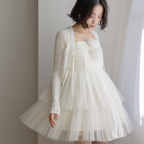 【Balletcore Collection】シャーリングミニワンピース（品番：BT35088）