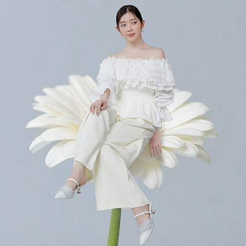 【Flower Collection】3Dフラワーフリルブラウス