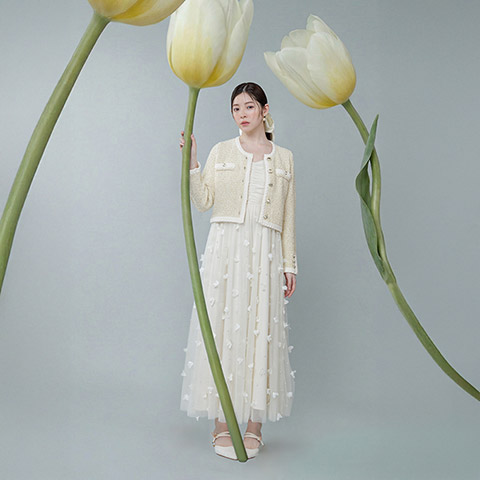 【Flower Collection】3Dフラワーチュールキャミワンピース