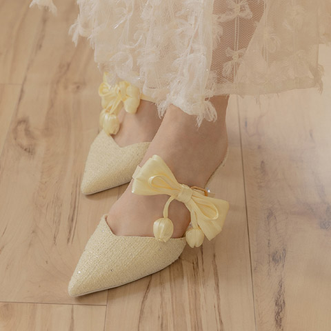 2WAY チューリップリボンミュールパンプス(品番:DD37088)