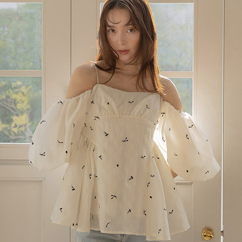 3WAY フラワーギャザーペプラムトップス(品番:BT37111)