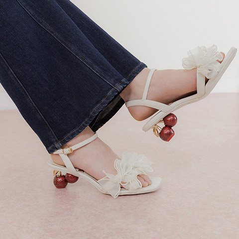 【Cherry&Strawberry】チェリーヒールストラップサンダル(品番:PS37258)