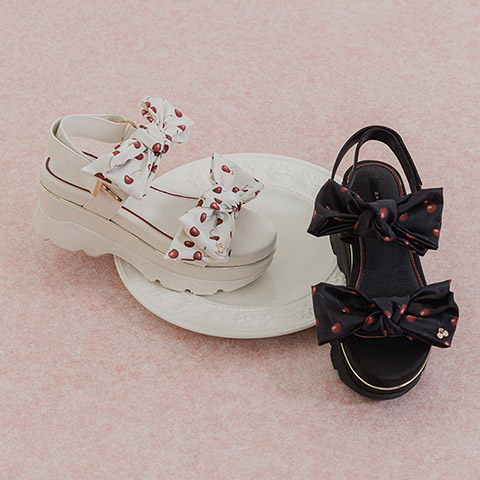 【Cherry&Strawberry】チェリープリントリボンスポーツサンダル(品番:PR37211)