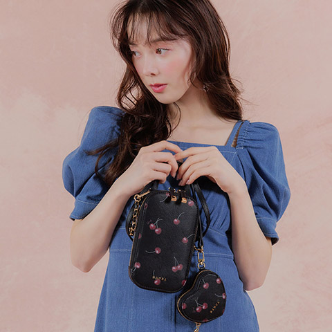 【Cherry&Strawberry】ハートポーチ付き2WAYマルチショルダーバッグ(品番:FS37246)