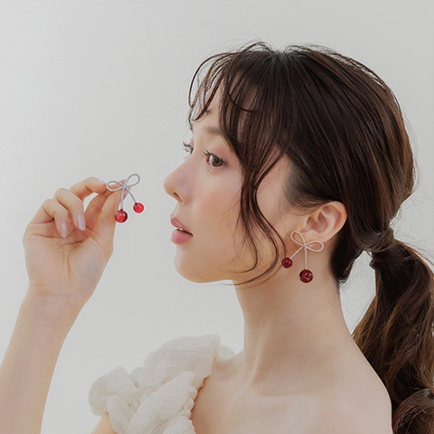 【Cherry&Strawberry】チェリーモチーフピアス(品番:FA37393)
