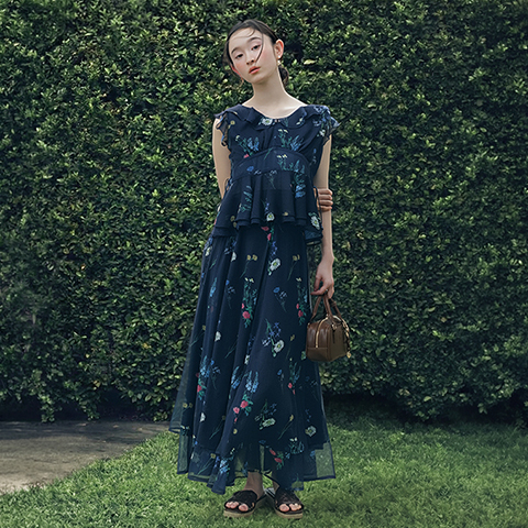 【Botanical Bloom】ボタニカルフラワーブラウスセットスカート（品番：BD37248）