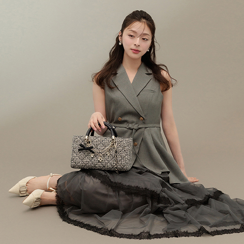 【Special Bag】2WAY チャーム付きビジューキルティングバッグ(品番:FB38132)