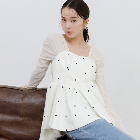 【Heart Collection】ビスチェドッキングペプラムトップス(品番:BT38207)
