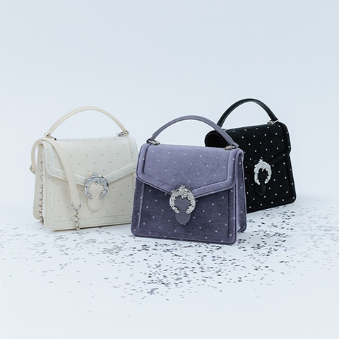 【Holiday Collection】2WAY スタームーンベロアハンドバッグ(品番:FB38328)