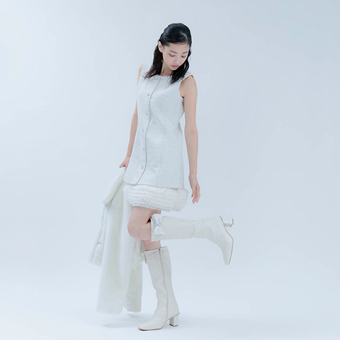 【Holiday Collection】ラメツイードフリルヘムワンピース(品番:BD38375)